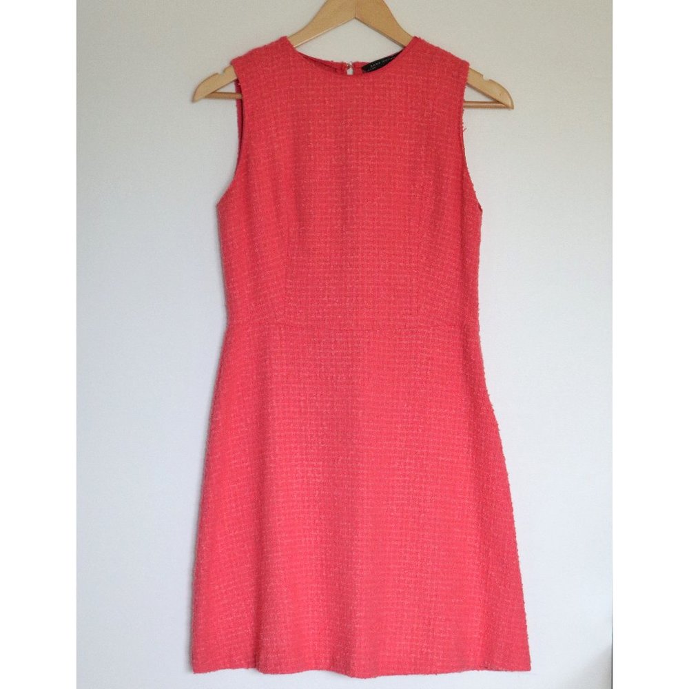 Coral Zara Textured Sleeveless Fit and Flare Dress